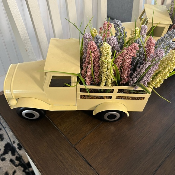 2- Easter Yellow Decorative Truck Planters with Faux Flowers - Picture 5 of 8